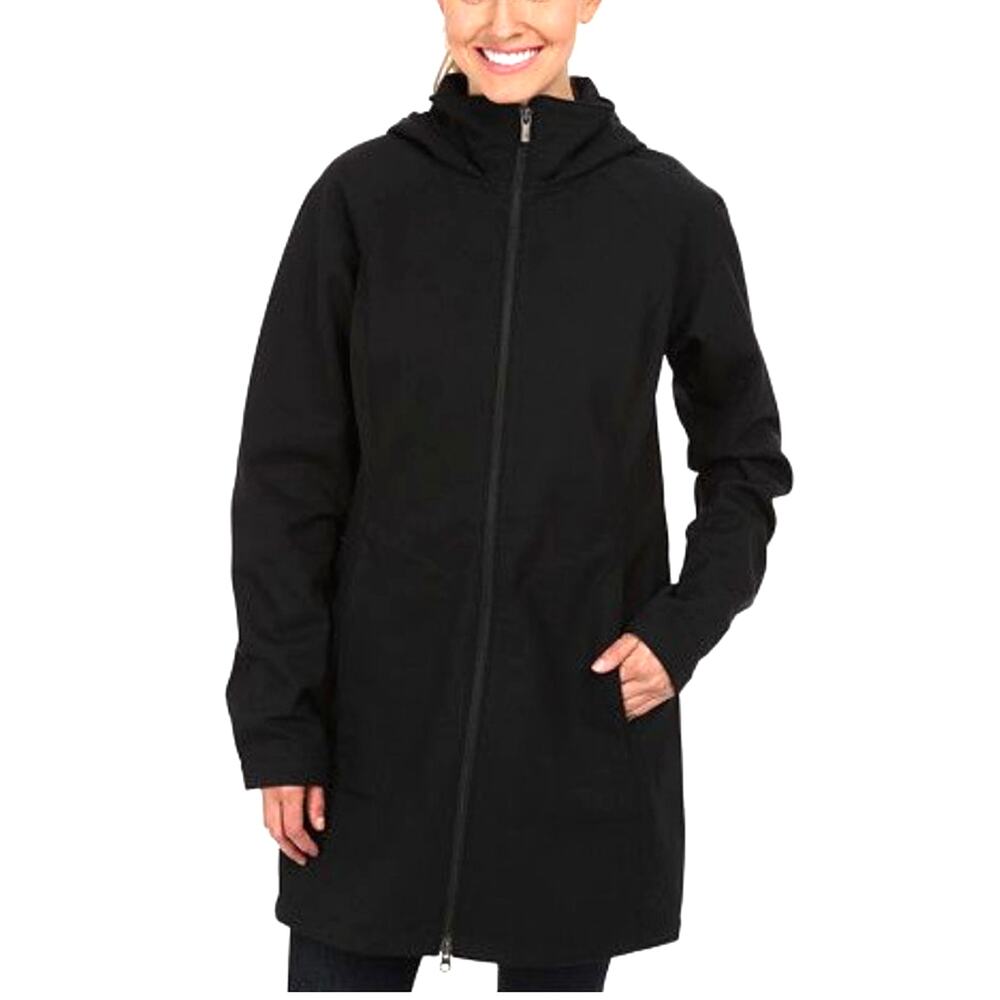 Columbia XS Soft Shell Hooded Rain Jacket $179 Waterproof Trench Coat Black NEW!